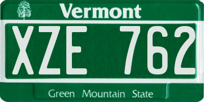 VT license plate XZE762