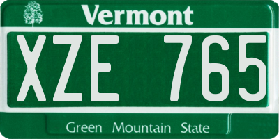VT license plate XZE765