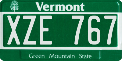 VT license plate XZE767