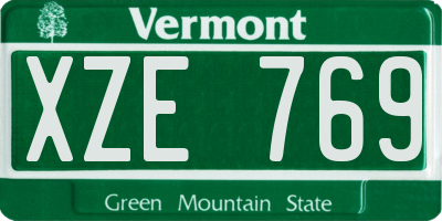 VT license plate XZE769