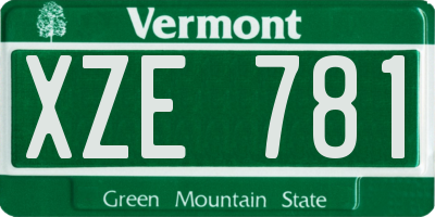 VT license plate XZE781