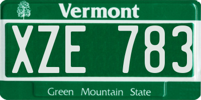 VT license plate XZE783