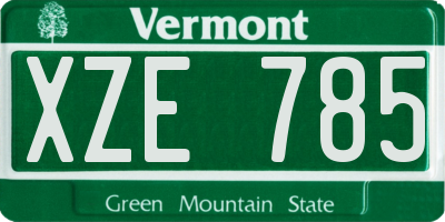 VT license plate XZE785