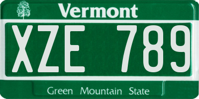 VT license plate XZE789