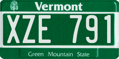 VT license plate XZE791
