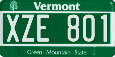 VT license plate XZE801