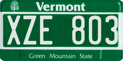 VT license plate XZE803