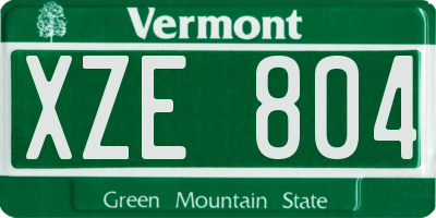 VT license plate XZE804