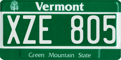 VT license plate XZE805