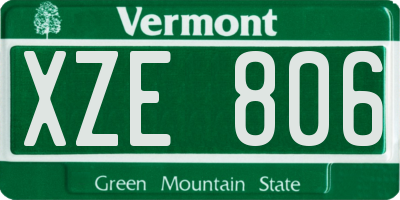 VT license plate XZE806