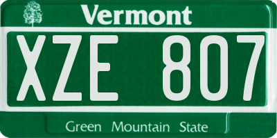 VT license plate XZE807