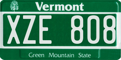 VT license plate XZE808