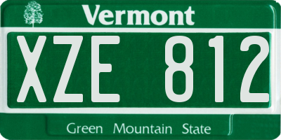 VT license plate XZE812