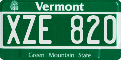 VT license plate XZE820