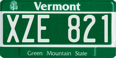 VT license plate XZE821