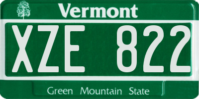 VT license plate XZE822