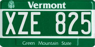 VT license plate XZE825