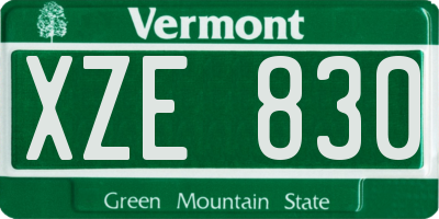 VT license plate XZE830