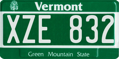 VT license plate XZE832