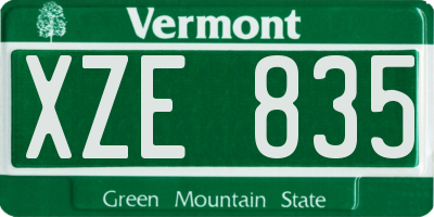 VT license plate XZE835
