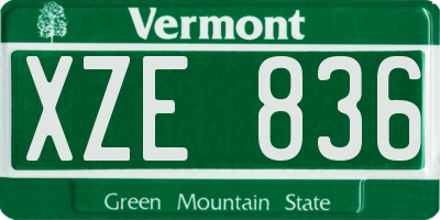 VT license plate XZE836