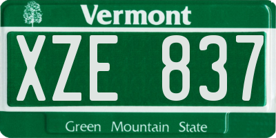 VT license plate XZE837