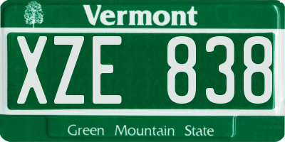 VT license plate XZE838