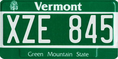 VT license plate XZE845