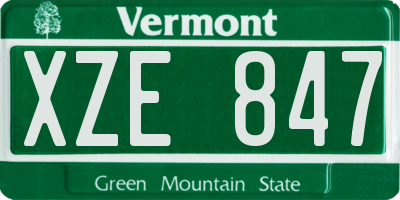 VT license plate XZE847