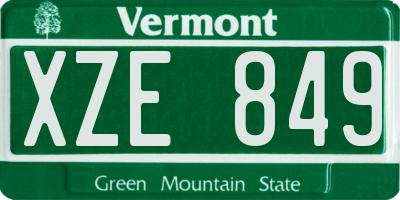 VT license plate XZE849