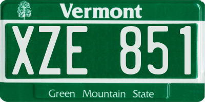 VT license plate XZE851