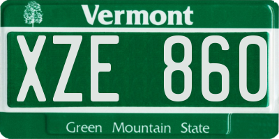 VT license plate XZE860