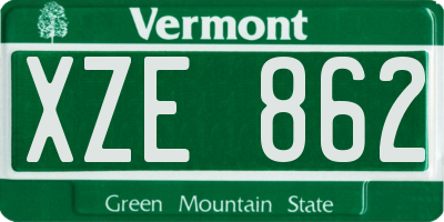 VT license plate XZE862
