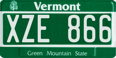 VT license plate XZE866