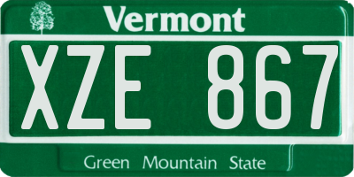VT license plate XZE867