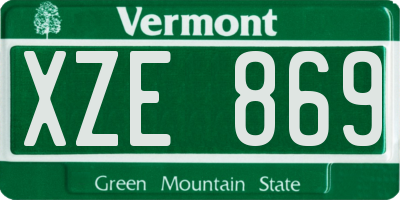 VT license plate XZE869