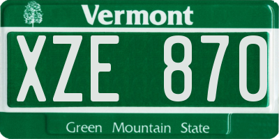 VT license plate XZE870