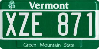 VT license plate XZE871