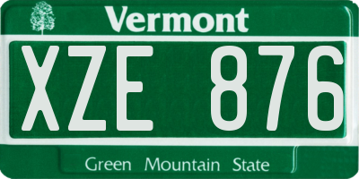 VT license plate XZE876