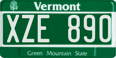 VT license plate XZE890