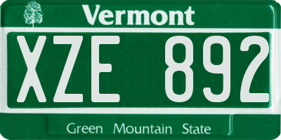 VT license plate XZE892