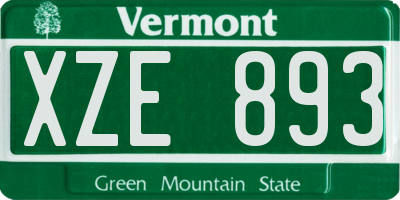 VT license plate XZE893