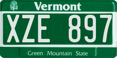 VT license plate XZE897