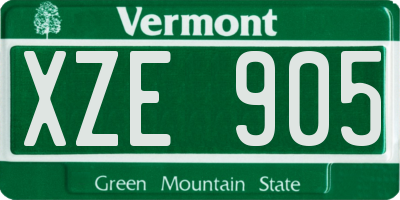 VT license plate XZE905