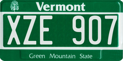 VT license plate XZE907
