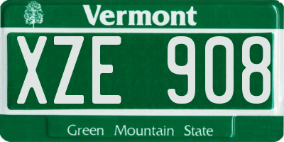 VT license plate XZE908