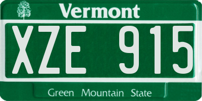 VT license plate XZE915