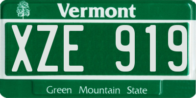VT license plate XZE919