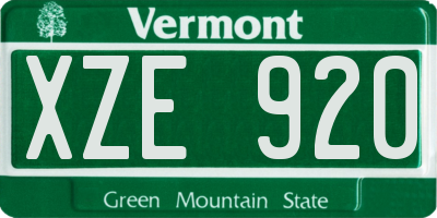 VT license plate XZE920