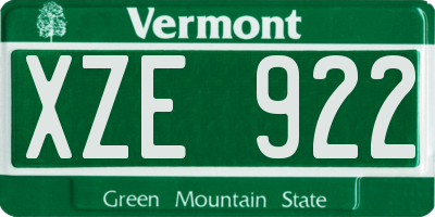 VT license plate XZE922